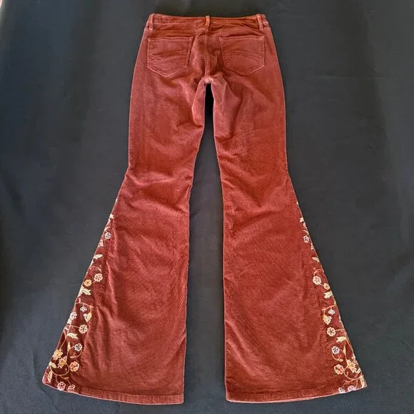 Free People x Driftwood Farrah Embroidered Cord Jeans Sz 28 - Picture 5 of 15
